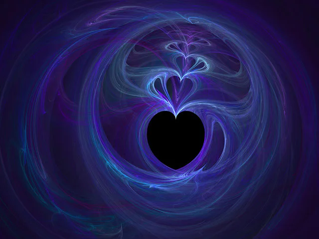 multiple blue swirly factalized hearts
