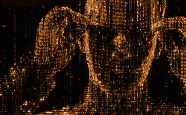 matrix-like art in the shape of a face